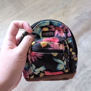 Jansport Right Pouch MINI Backpack Floral Suede Bottom MINIATURE COIN POUCH 5”
